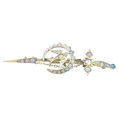Antique Yellow Gold Opal Sword Brooch