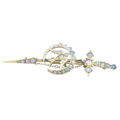 Antique Yellow Gold Opal Sword Brooch