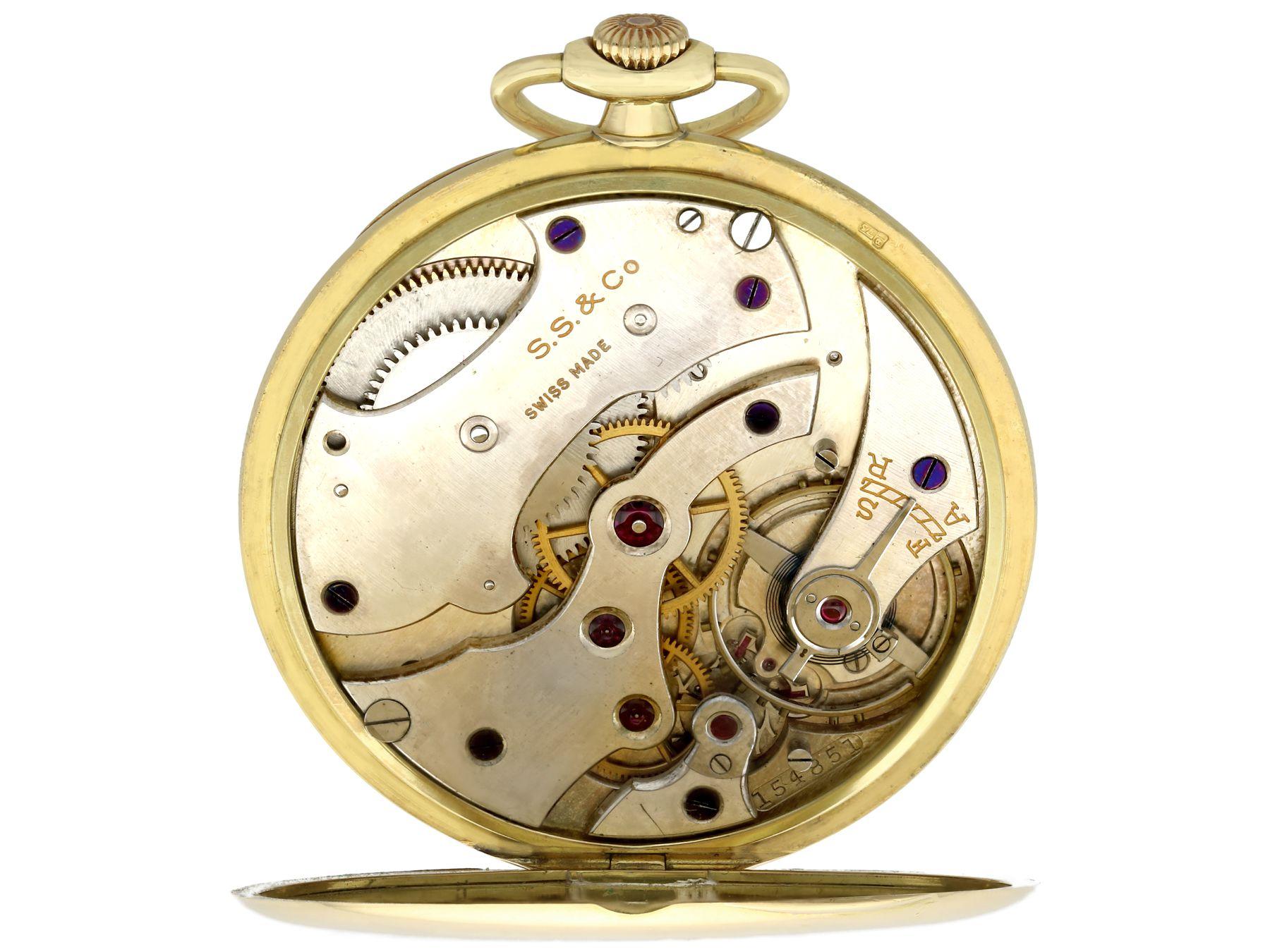 Antique Yellow Gold Open-Face Pocket Watch by Tiffany & Co., 1929 In Excellent Condition In Jesmond, Newcastle Upon Tyne