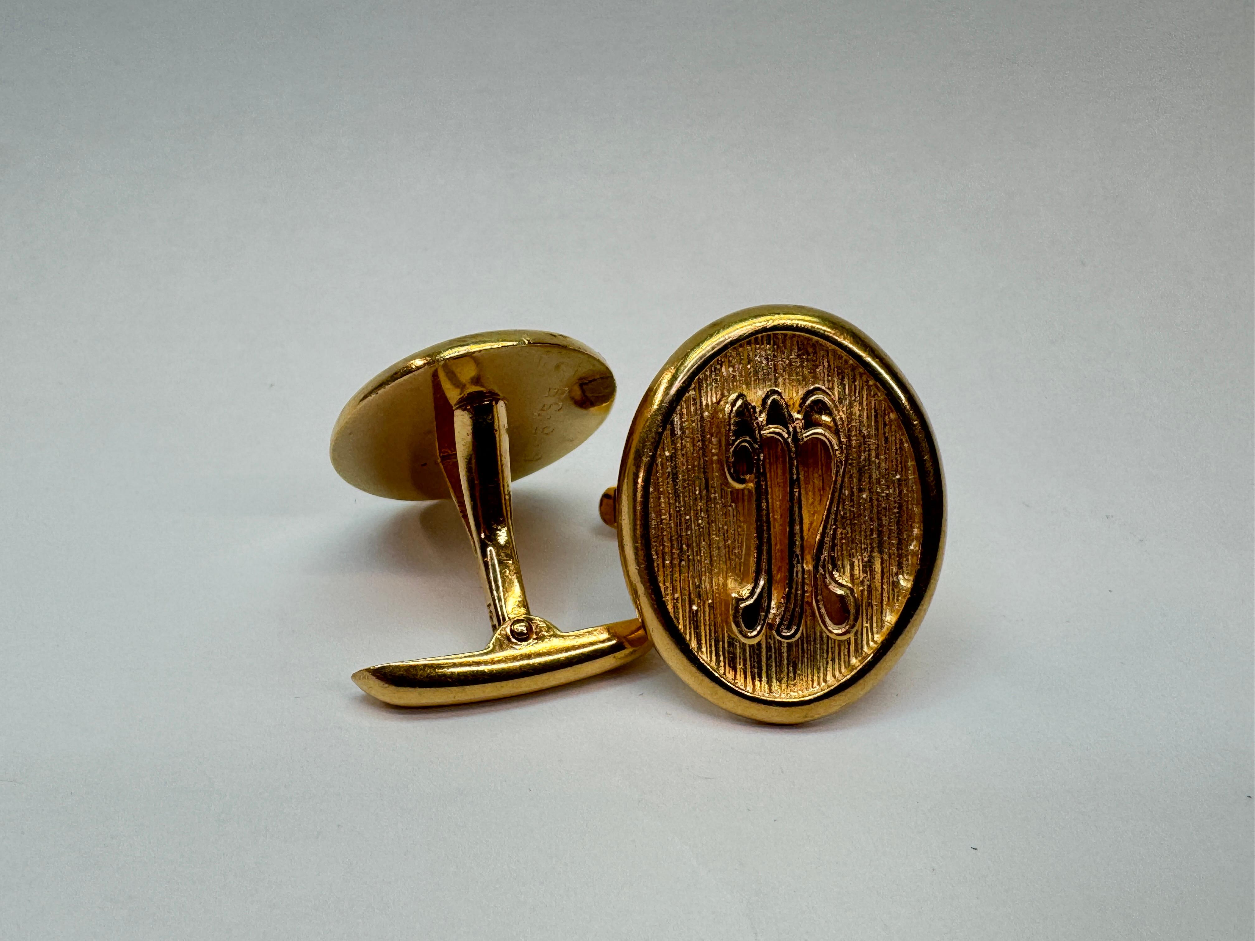 Antique Yellow Gold Oval Gold Cufflinks For Sale 5