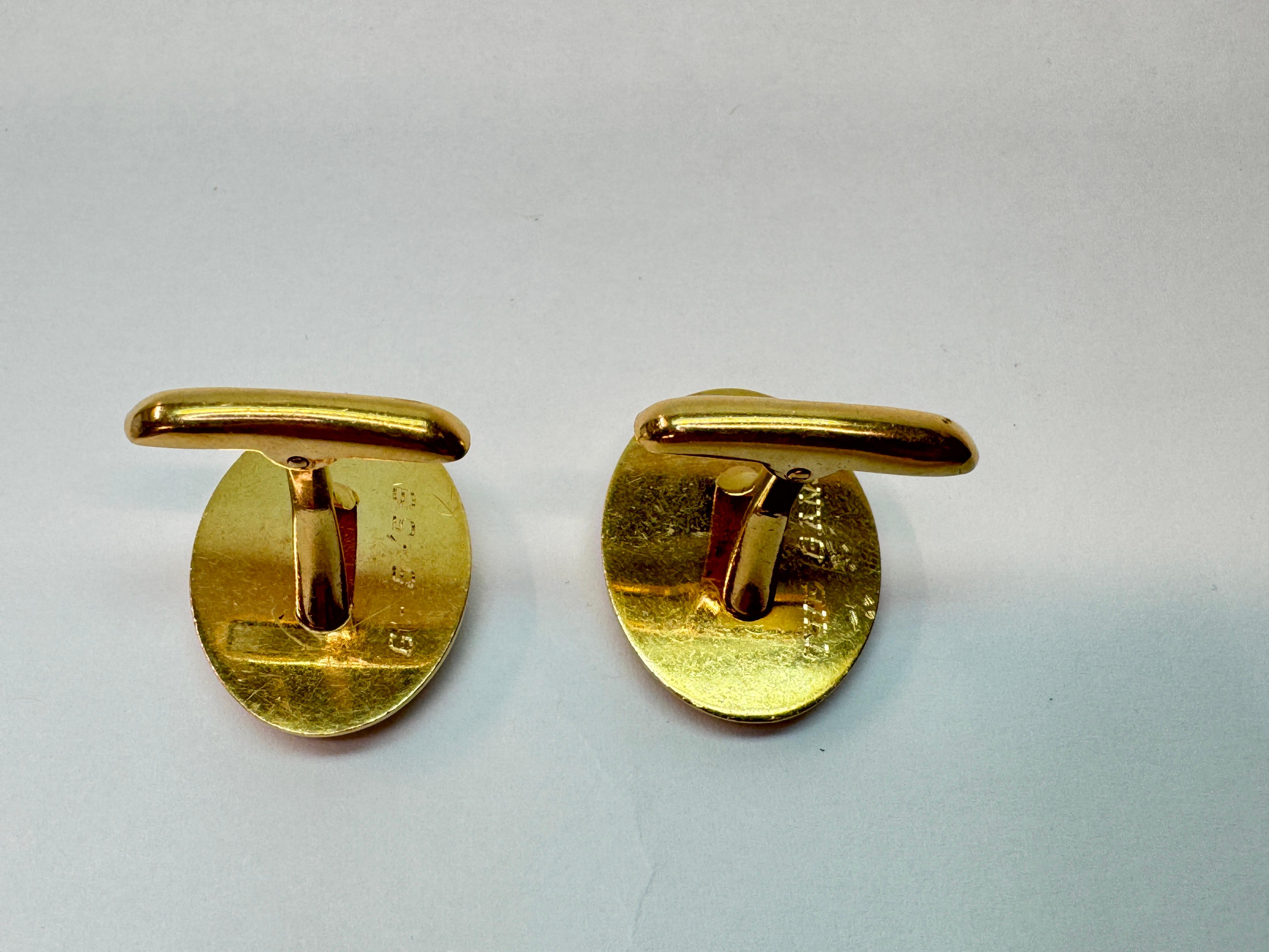 Antique Yellow Gold Oval Gold Cufflinks For Sale 6
