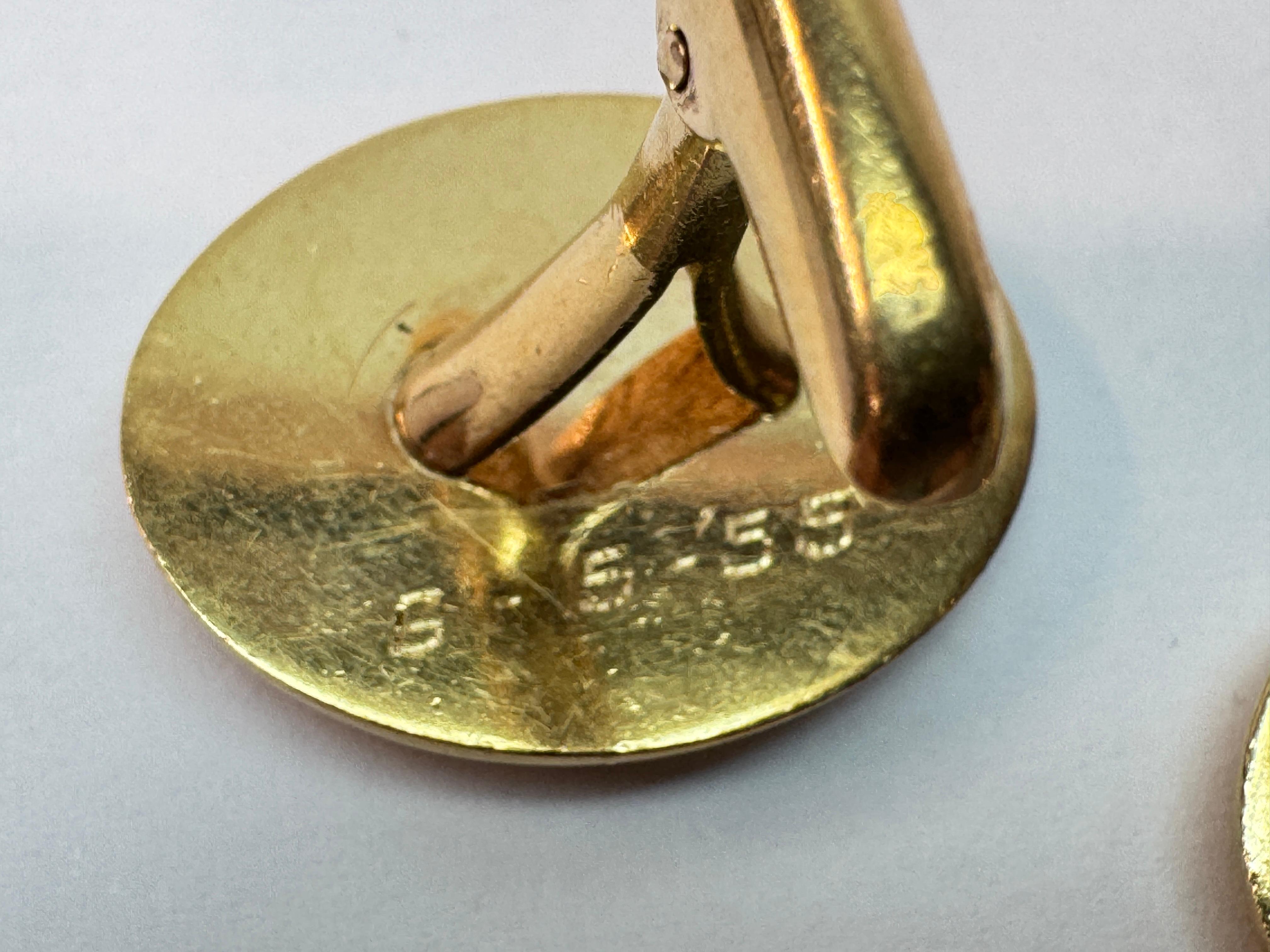 Antique Yellow Gold Oval Gold Cufflinks For Sale 4