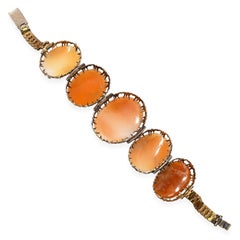 Antique Yellow Gold Proper Lady Shell Cameo Bracelet
