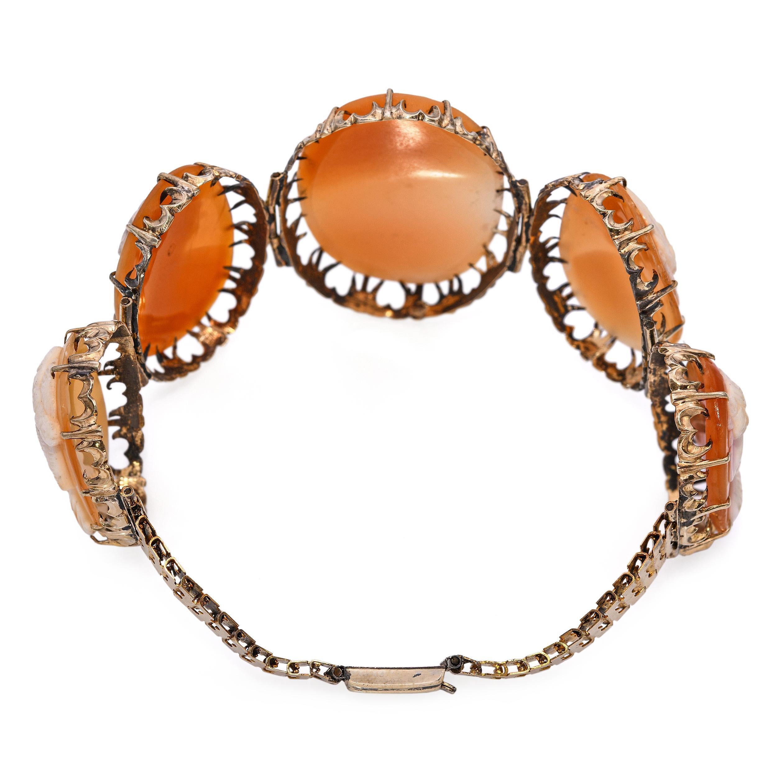 Oro Amarillo Antiguo Adecuado Pulsera Camafeo Concha Dama en venta 2