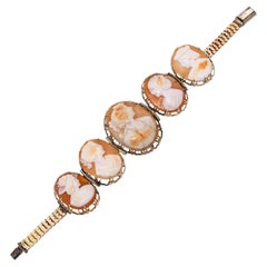 Antique Yellow Gold Proper Lady Shell Cameo Bracelet