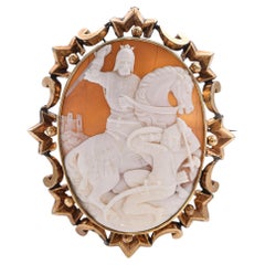 Antique Yellow Gold "Richard the Lion Heart" Cameo Brooch