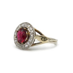 Antique Yellow Gold Ring with Garnet and Rose Cut Diamonds, French 19th c.
