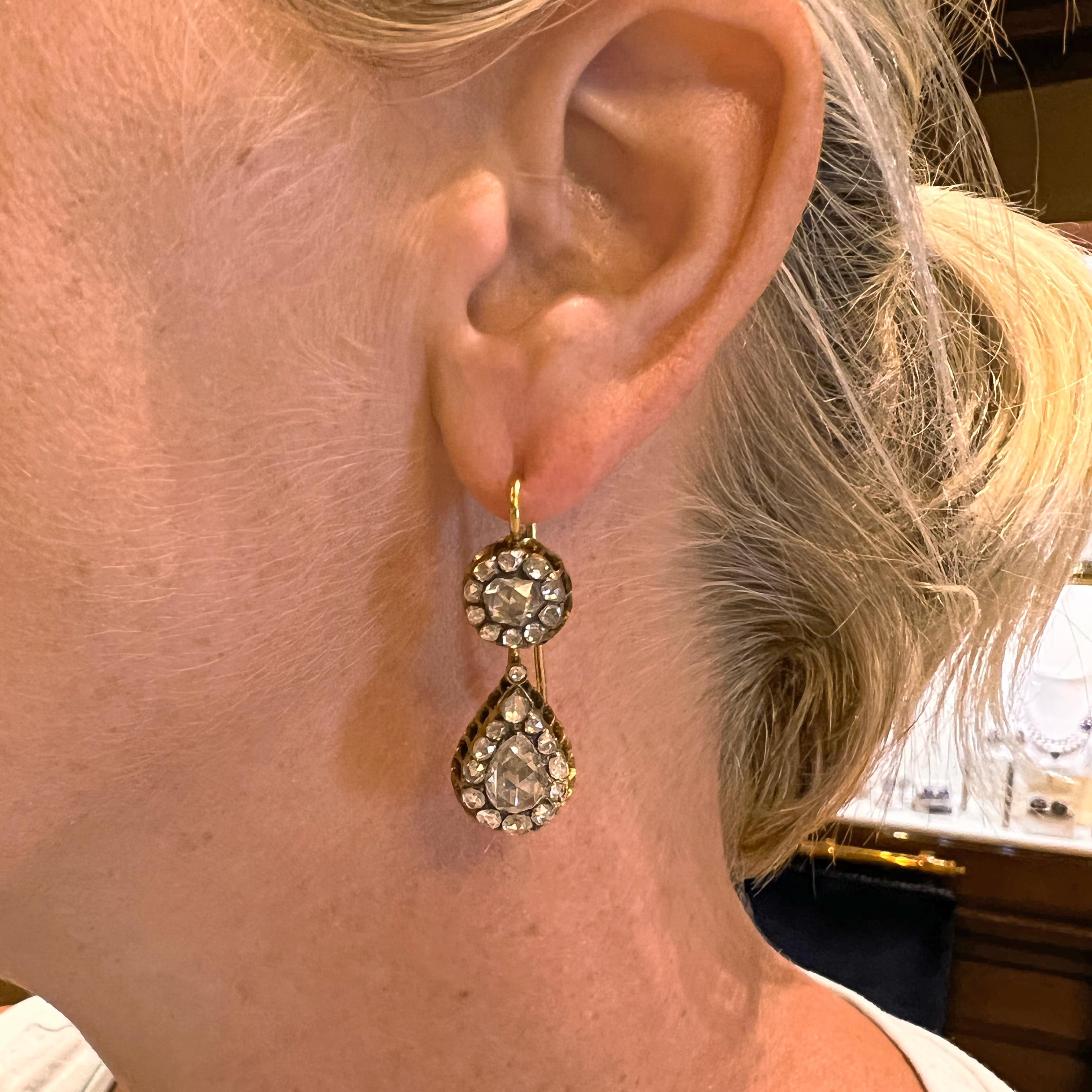 antique drop diamond earrings