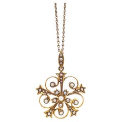 Antique Yellow Gold Seed Pearl Floral Necklace, circa 1900 Antique Yellow Gold Seed Pearl Floral Necklace, circa 1900