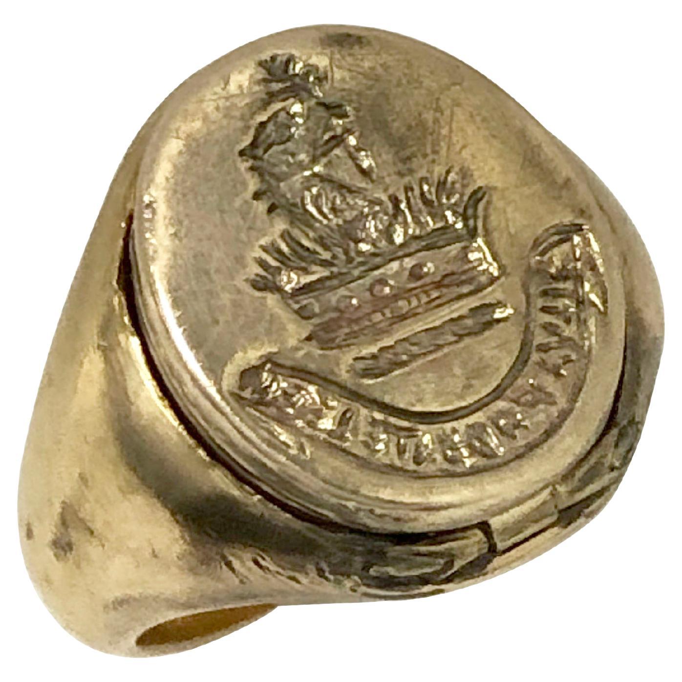 Antique Yellow Gold Signet Poison Ring