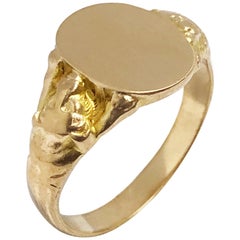 Antique Vermeil Heavy Chased Signet Ring at 1stDibs