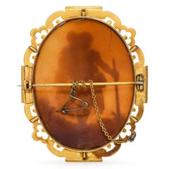 Antique Yellow Gold St Christopher Carrying Jesus Shell Cameo Brooch