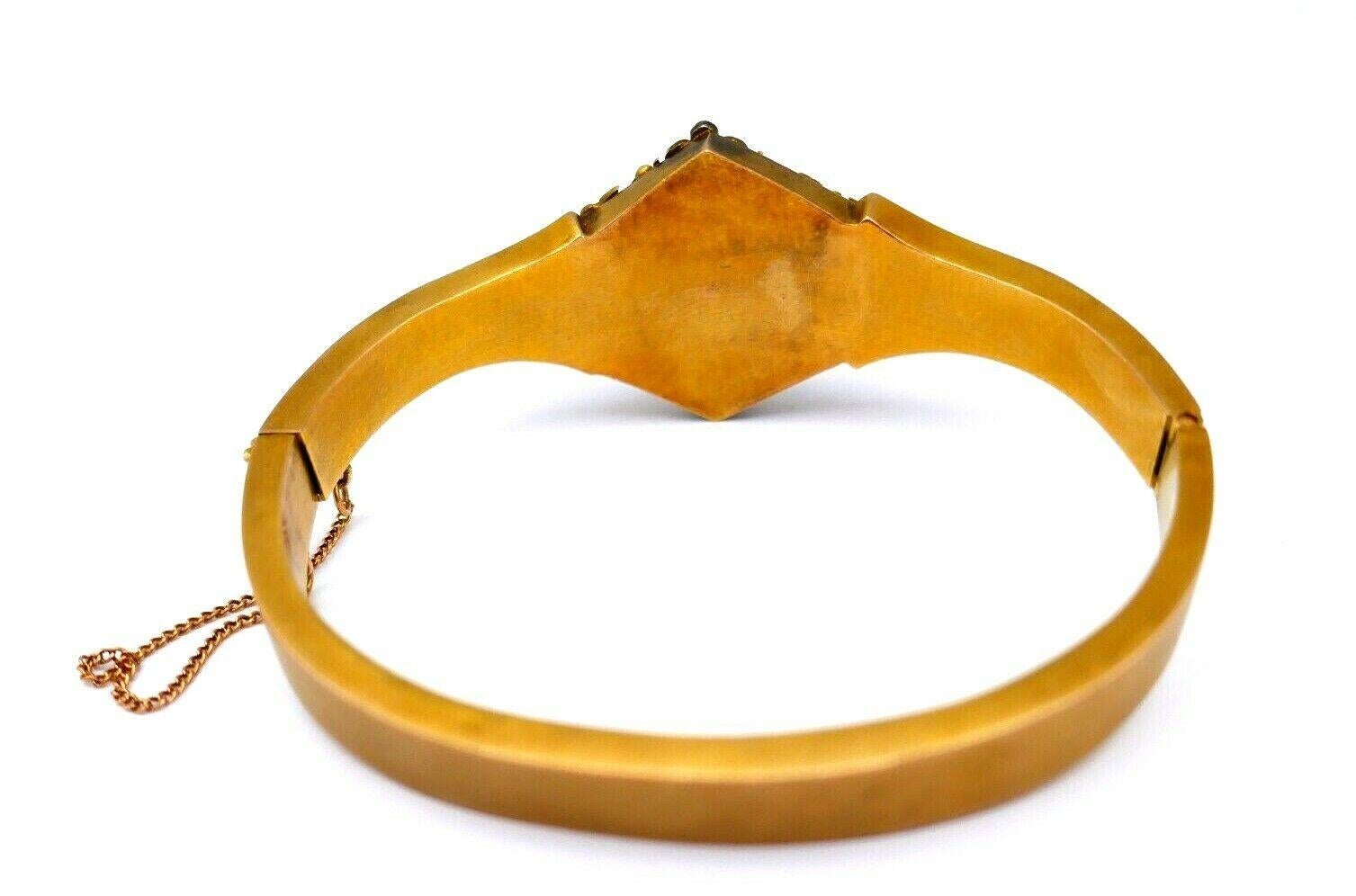 Victorien Bracelet jonc ancien en or jaune avec perles et turquoises en vente