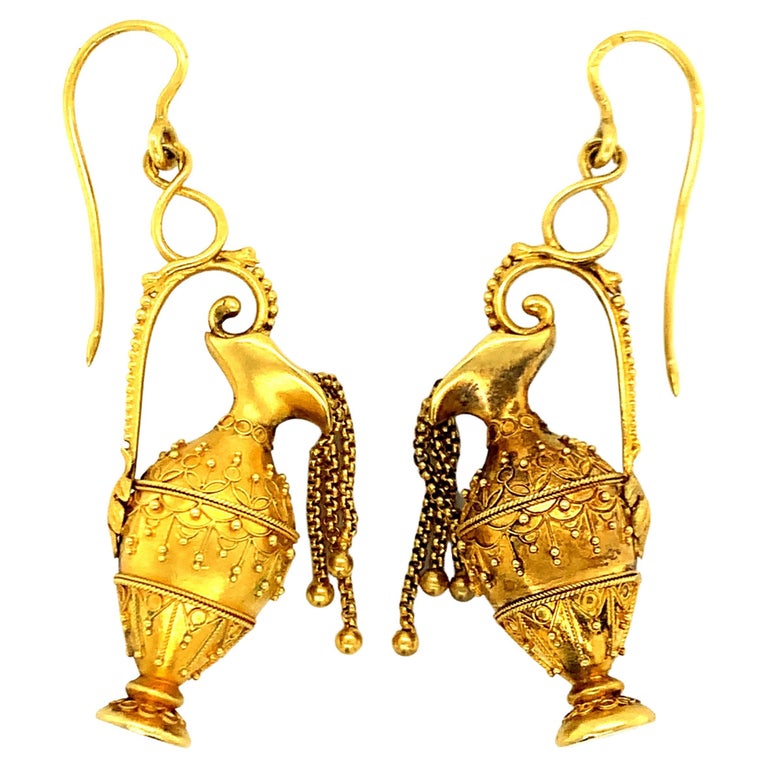 Antique Yellow Gold Vases Earrings For Sale at 1stDibs
