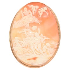 Broche Colgante Camafeo Escena Victoria Oro Amarillo Antiguo