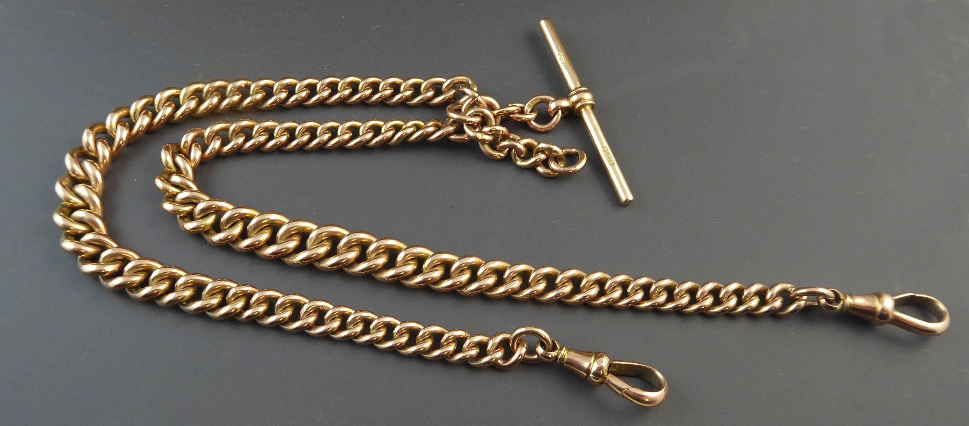 Late Victorian Antique Victorian Rose Gold Watch Chain, circa 1900s