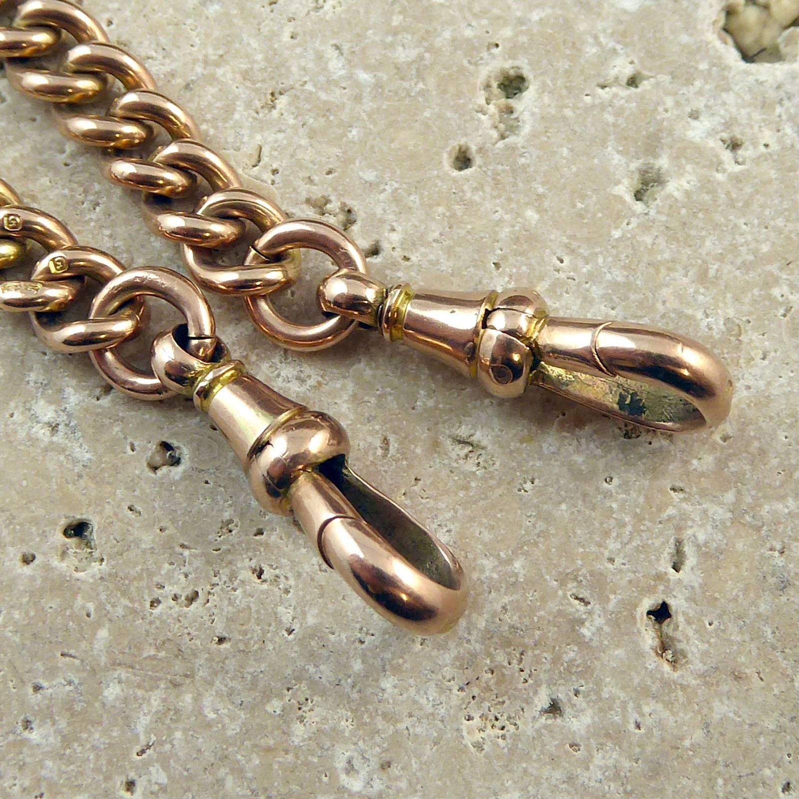 Antique Victorian Rose Gold Watch Chain, circa 1900s In Excellent Condition In Yorkshire, West Yorkshire