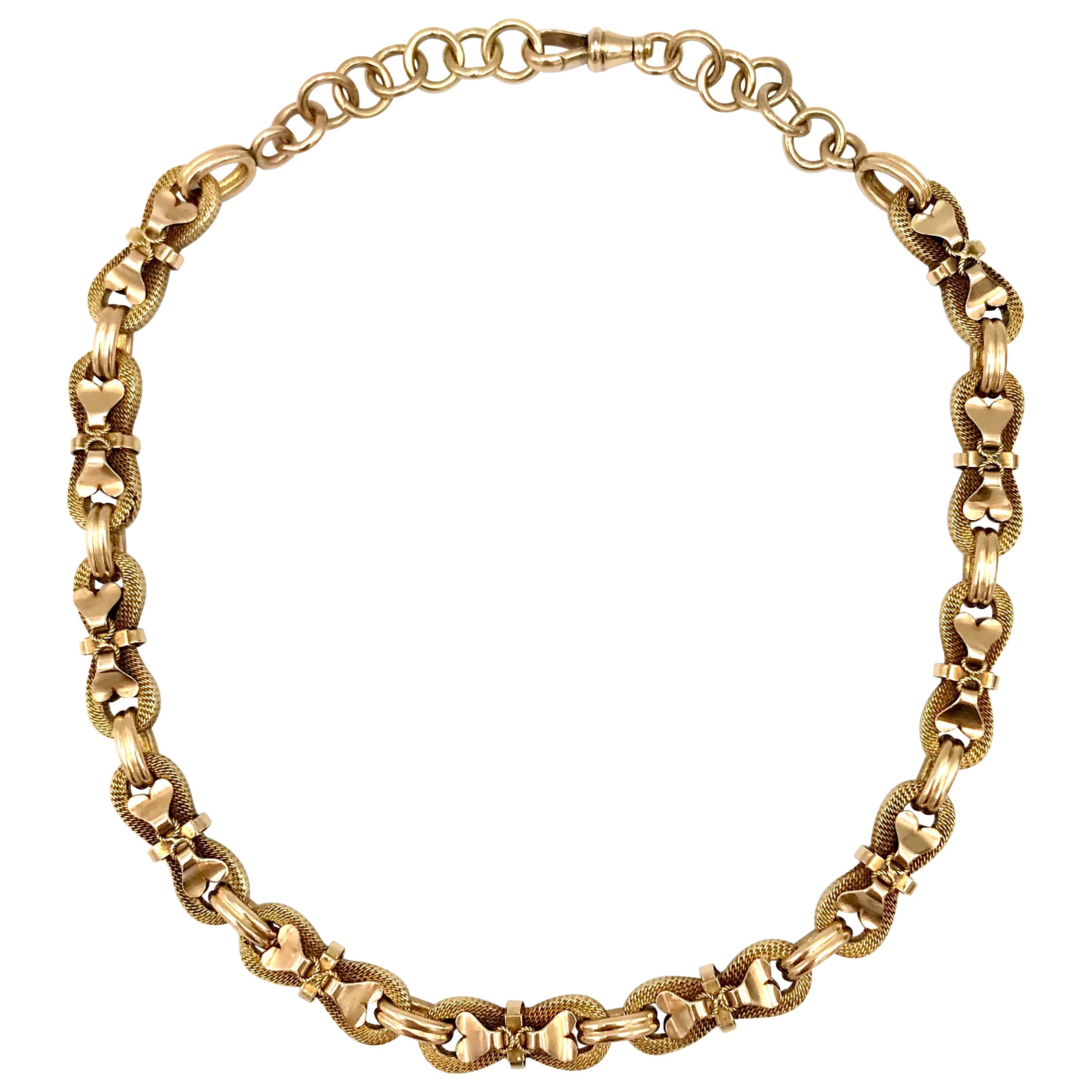 Skurrile Uhrenkette aus antikem Gelbgold mit Gliedern