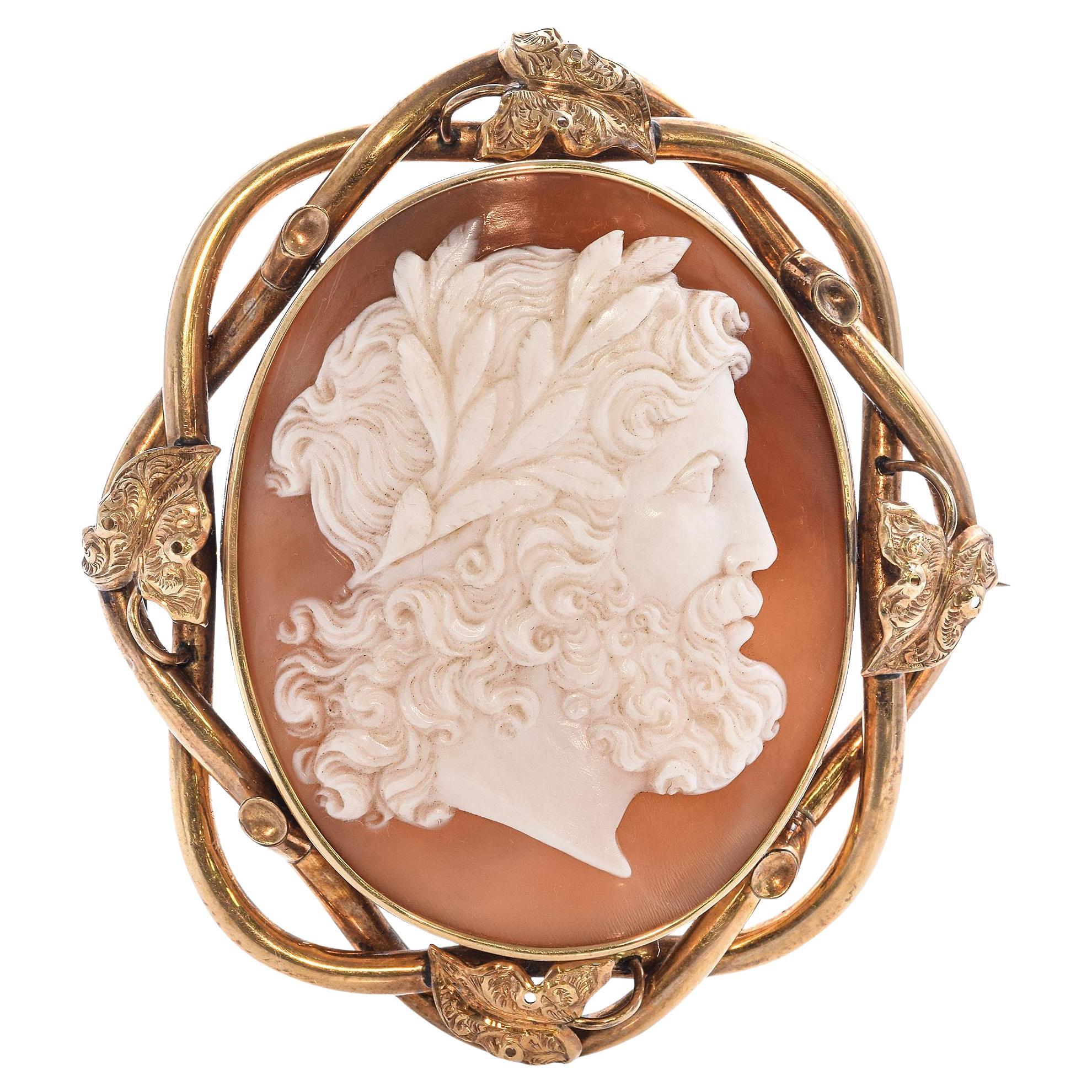 Antique Yellow Gold "Zeus" Cameo Brooch