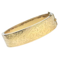 Antique Yellow Metal Engraved Bangle