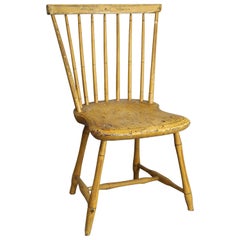 Antique Yellow Mustard Painted and Stenciled Decorated Windsor Chair, circa 1820