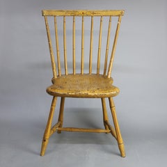 Antique Yellow Mustard Painted and Stenciled Decorated Windsor Chair, circa 1820
