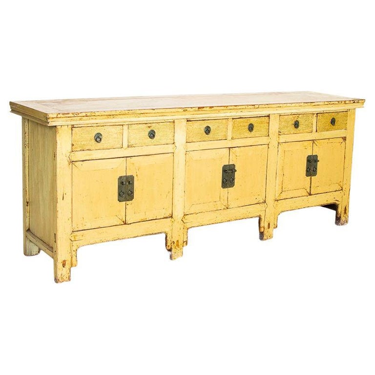 Antique Yellow Painted Laquered Sideboard Console Buffet from China at  1stDibs | yellow buffet table, yellow buffet cabinet, yellow buffet  sideboard
