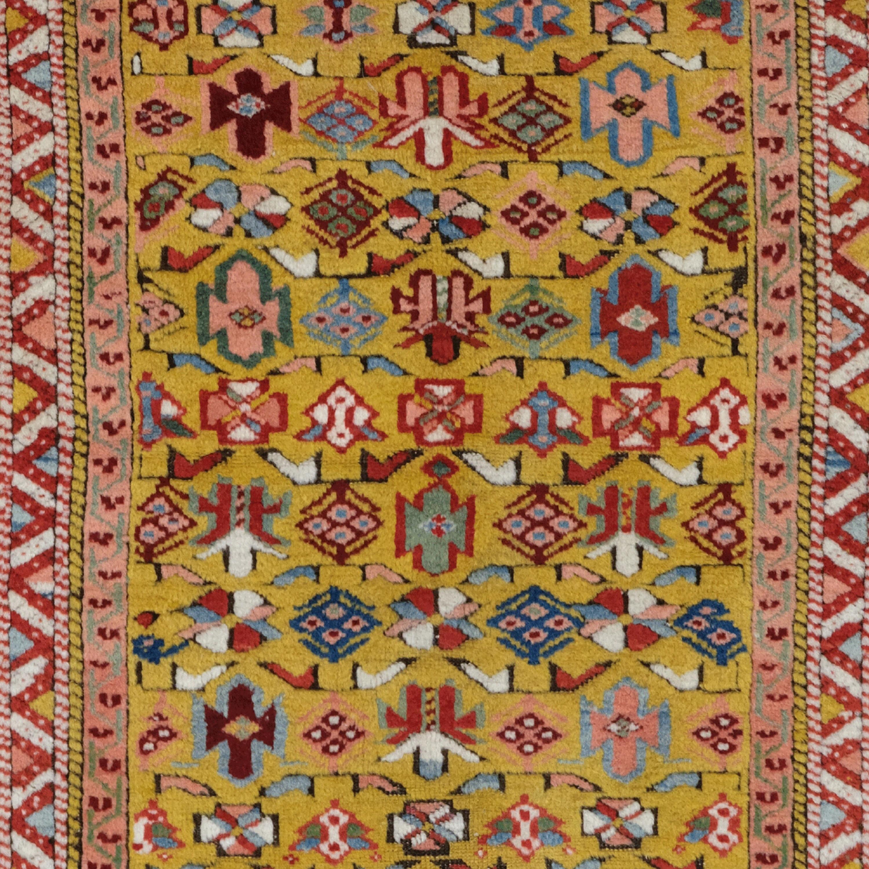 Caucasian Antique Yellow Shirvan Rug - Yellow Ground Shirvan Rug Circa 1880, Antique Rug For Sale