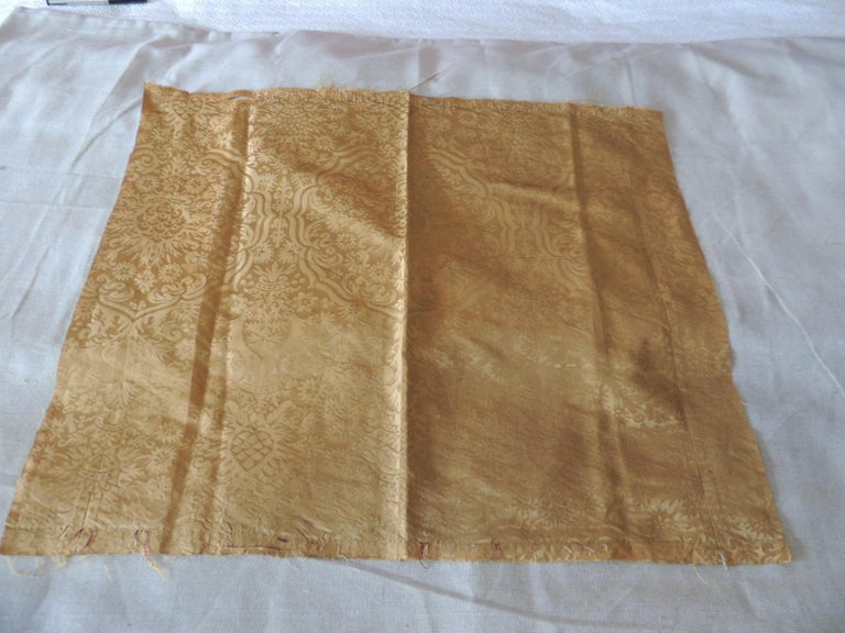 Antique Yellow Silk Damask Textile Fragment For Sale at 1stDibs