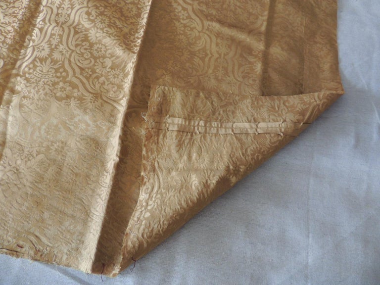 Antique Yellow Silk Damask Textile Fragment For Sale at 1stDibs