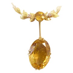 Edwardian Antique Yellow Zircon and Diamond Necklace, Circa 1900