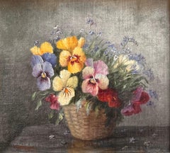 Antique Yelva Vermehren early 20th century still life painting of flowers