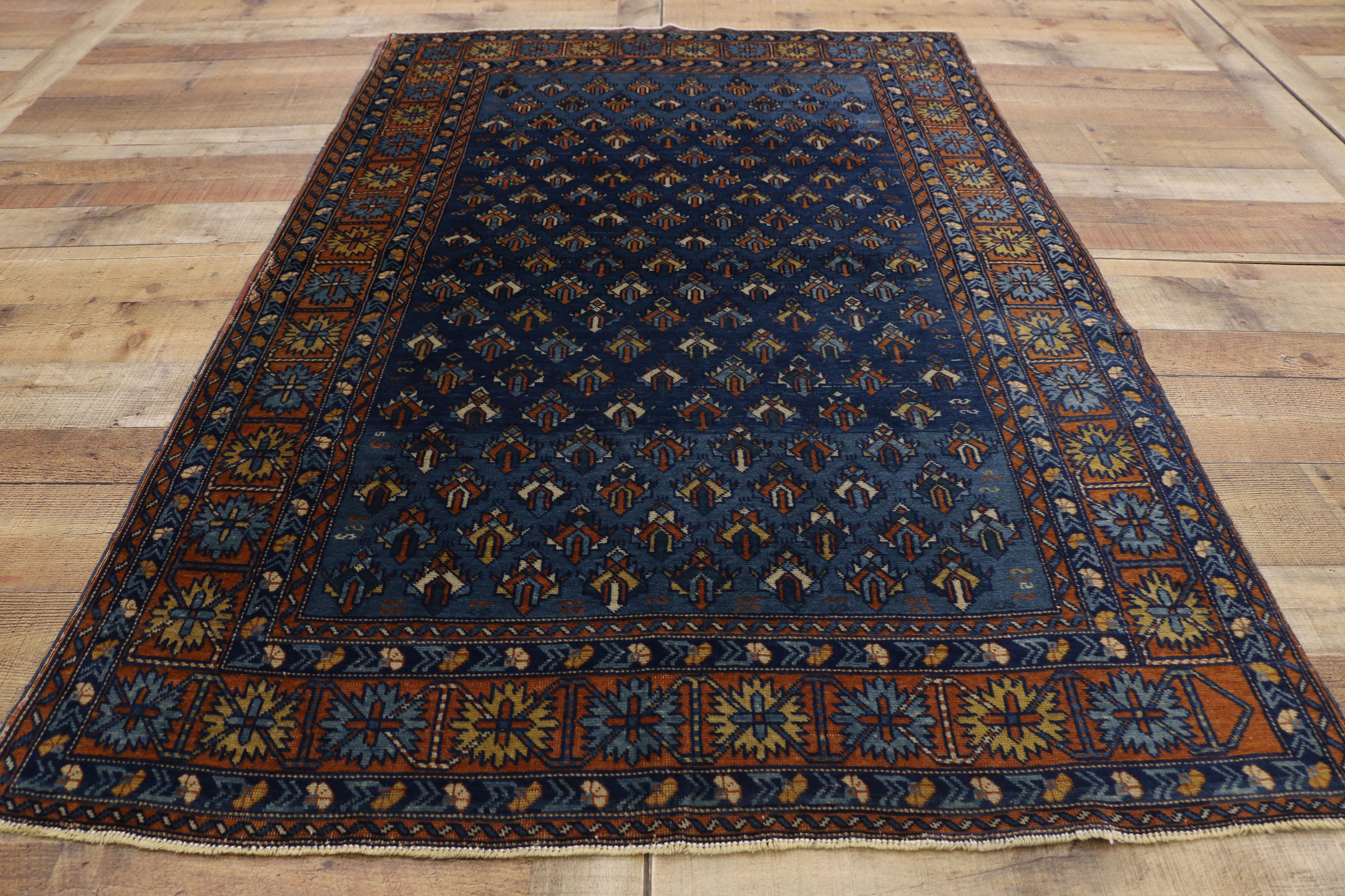 Antique Yerevan Accent Rug with Tribal Style, Antique Russian Armenian Rug 1