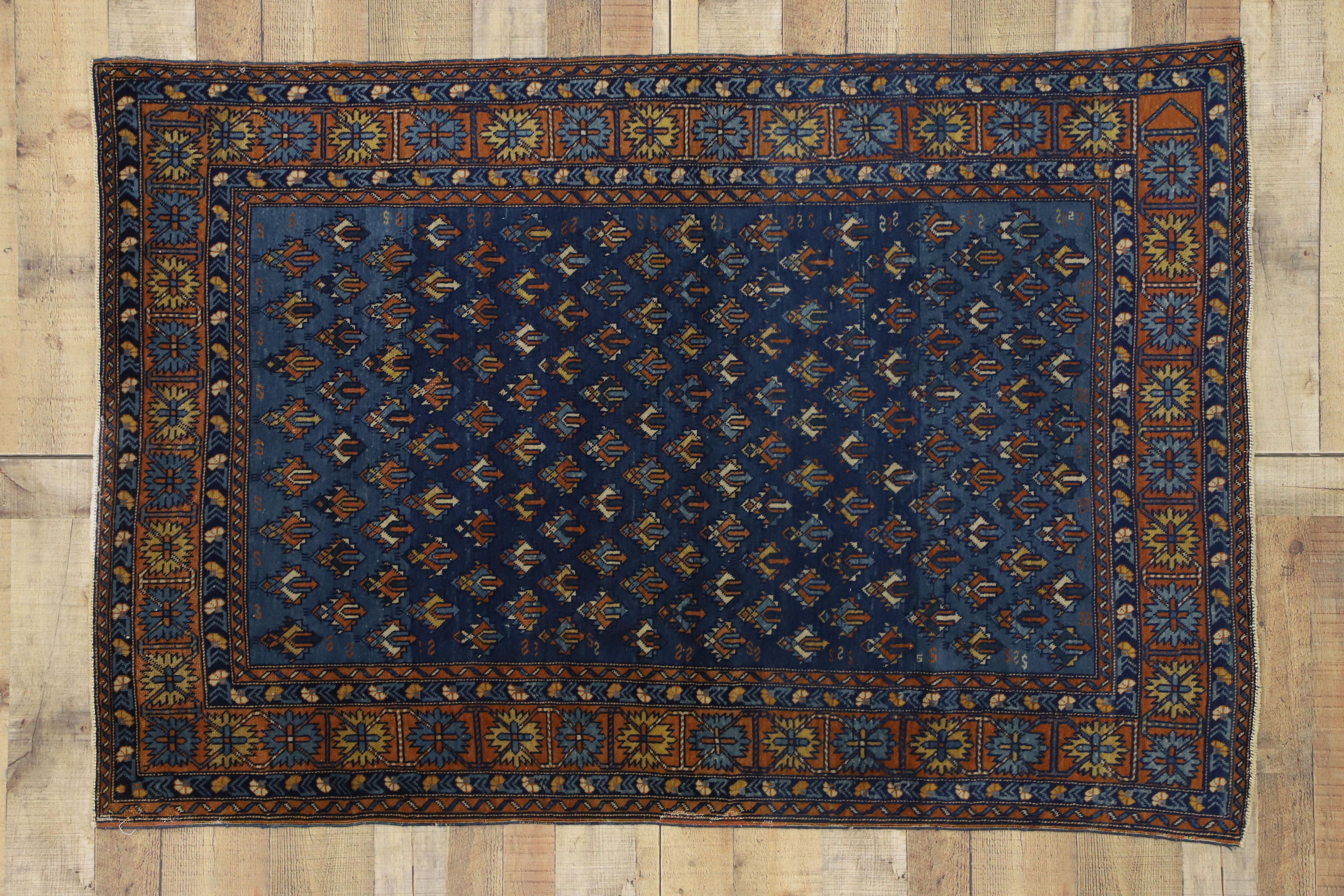 Antique Yerevan Accent Rug with Tribal Style, Antique Russian Armenian Rug 2