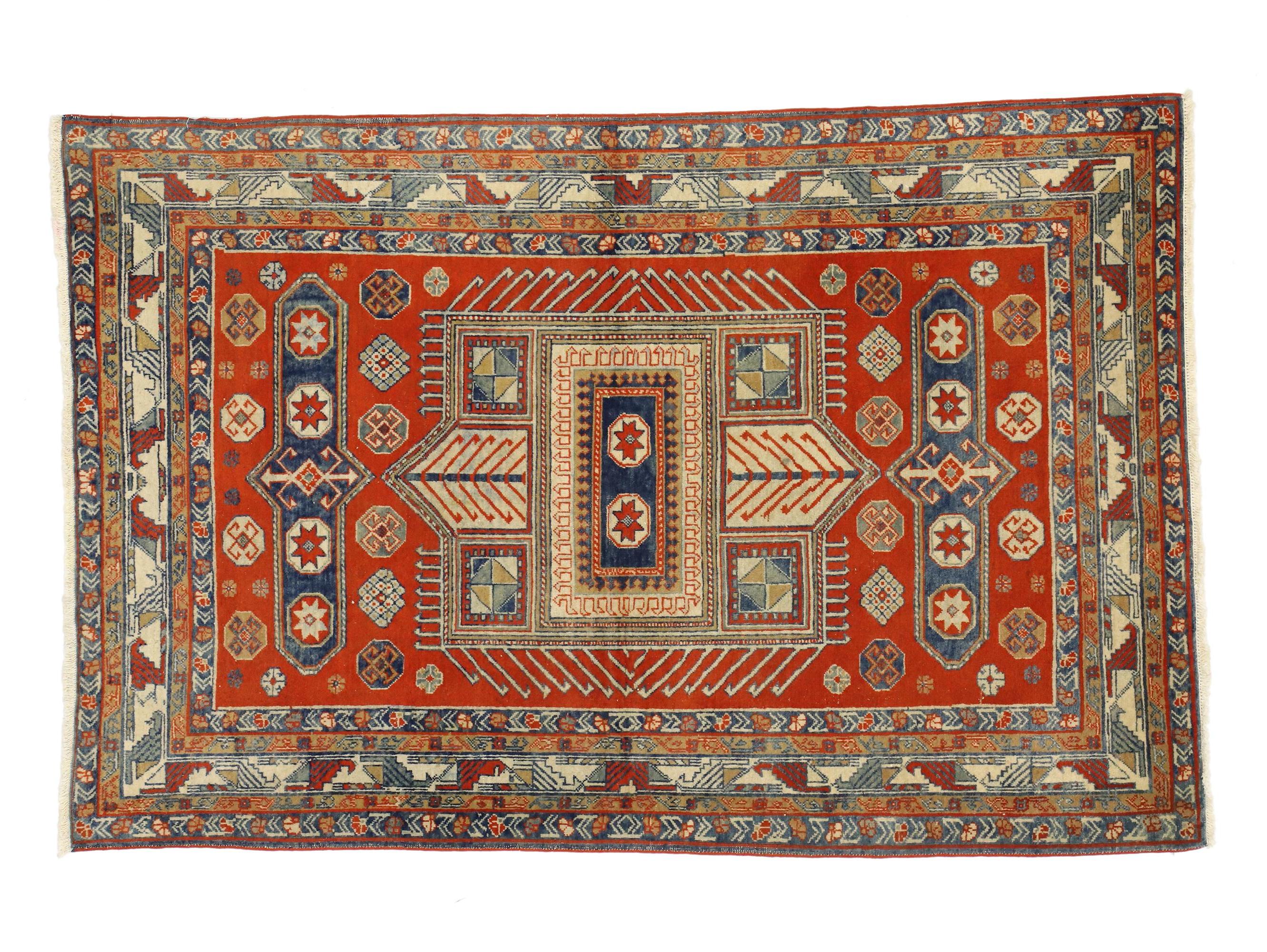 20th Century Antique Yerevan Rug with Modern Tribal Style, Russian Armenian Rug
