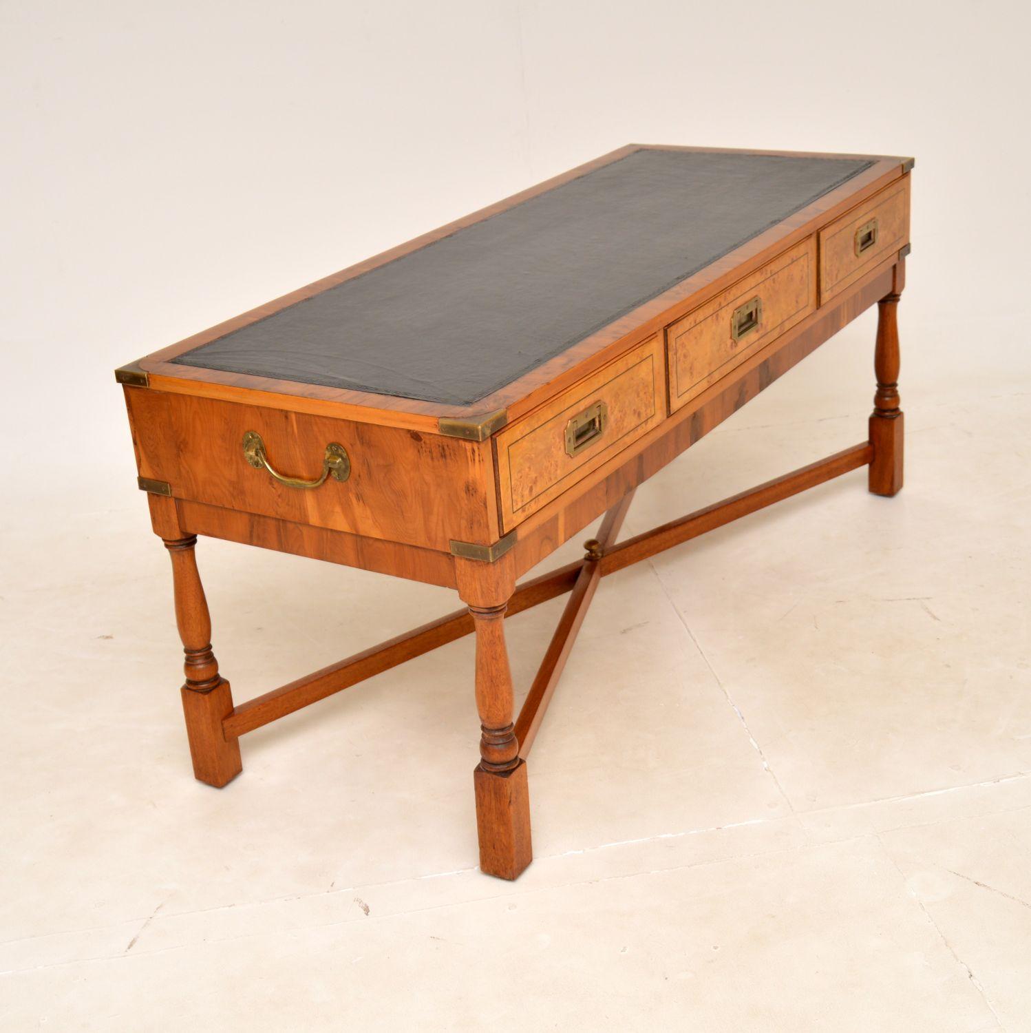 British Antique Military Campaign Style Coffee Table For Sale
