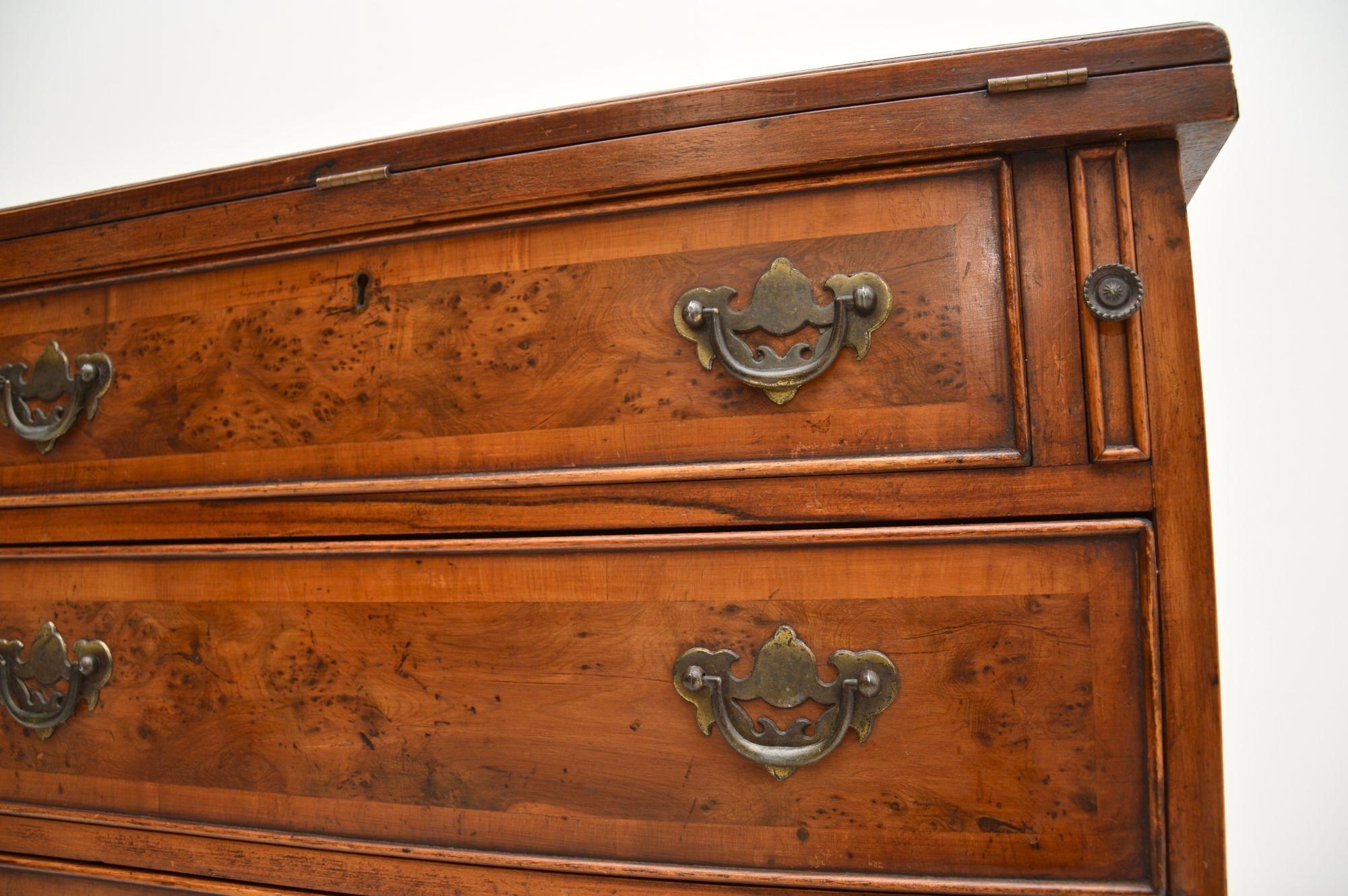 Antique Yew Wood Bachelors Chest of Drawers For Sale 5