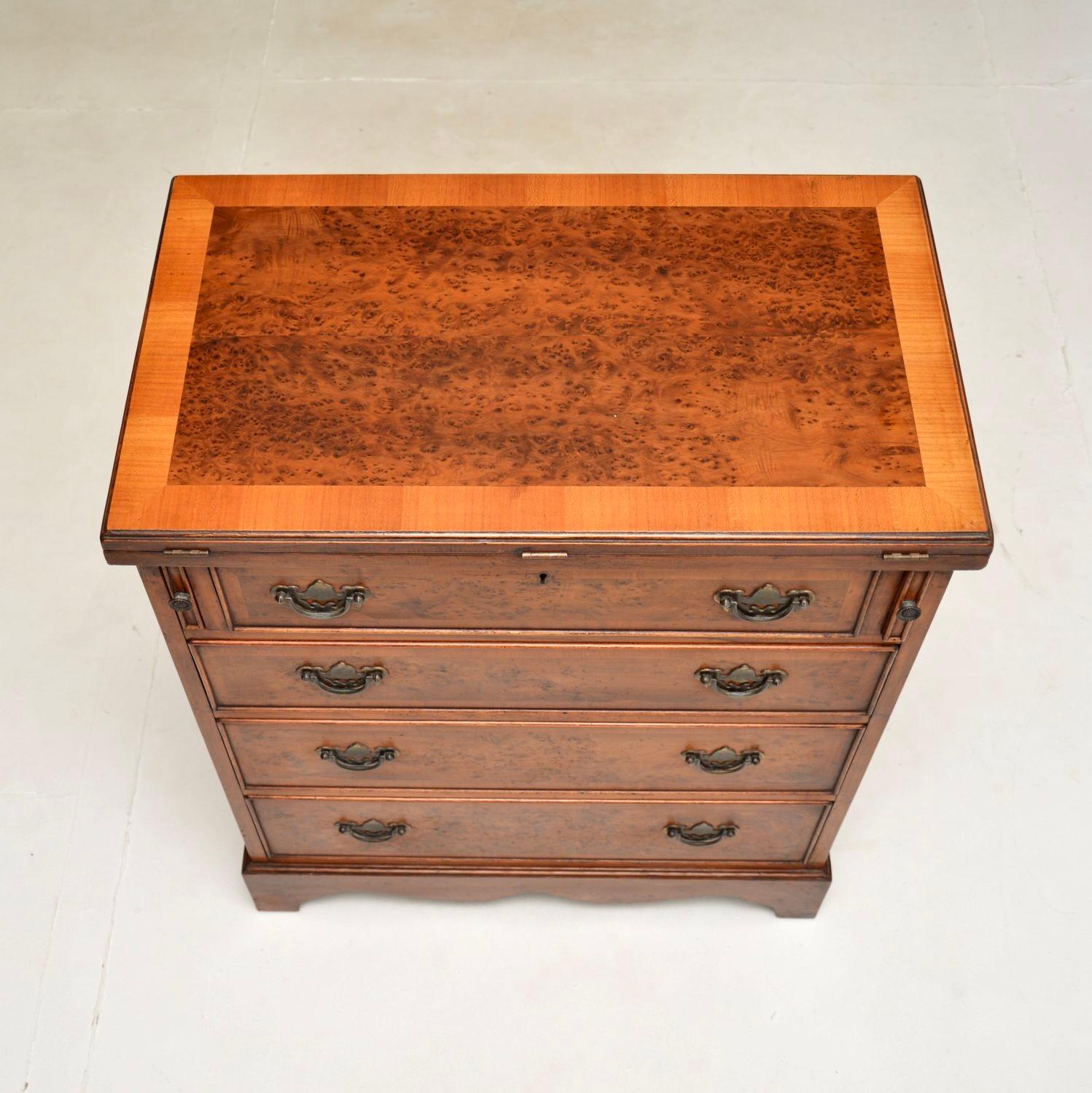 Antique Yew Wood Bachelors Chest of Drawers For Sale 1