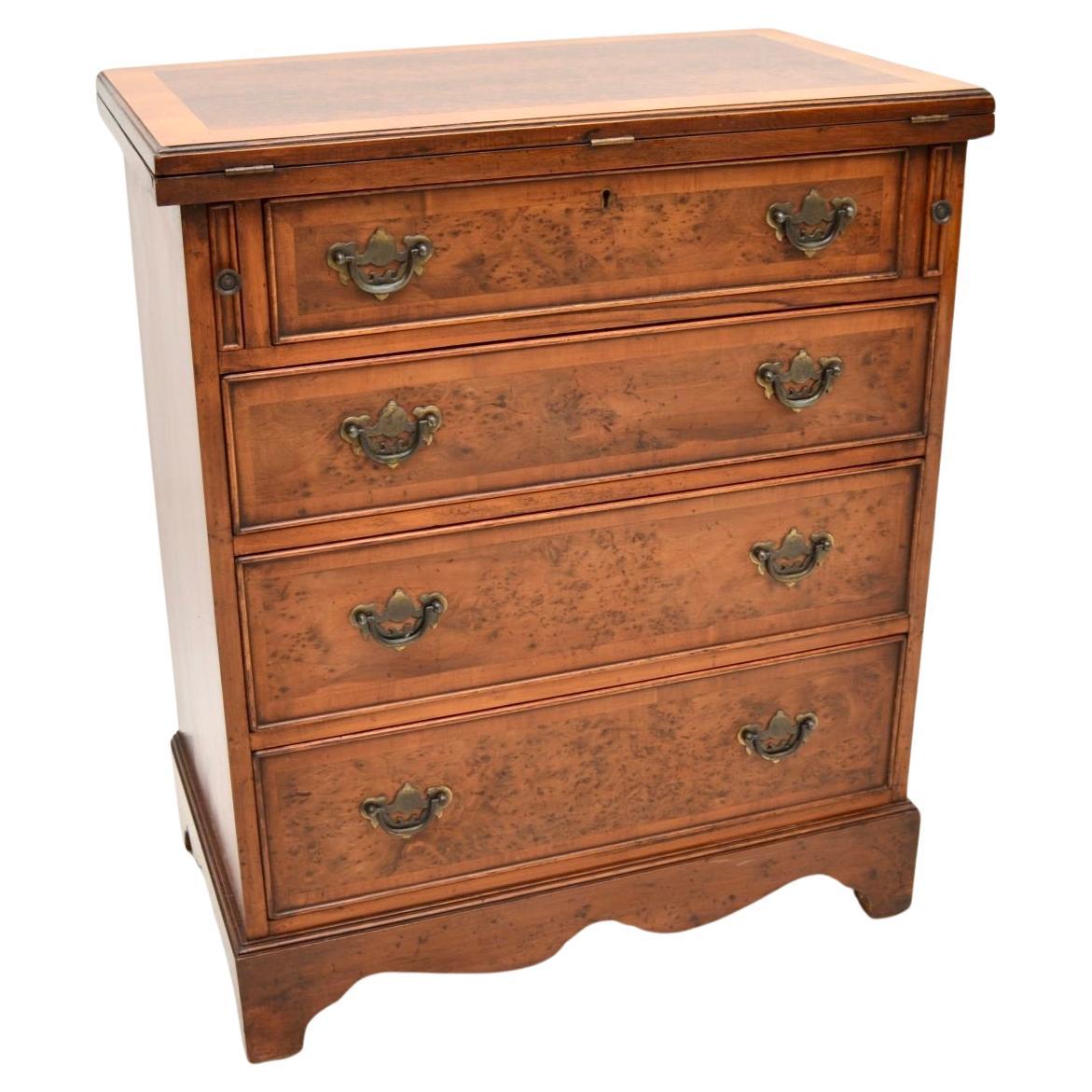Antique Yew Wood Bachelors Chest of Drawers For Sale