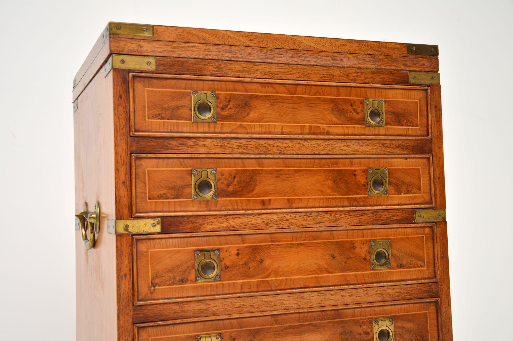 Antique Yew Wood Military Campaign Chest of Drawers In Good Condition In London, GB