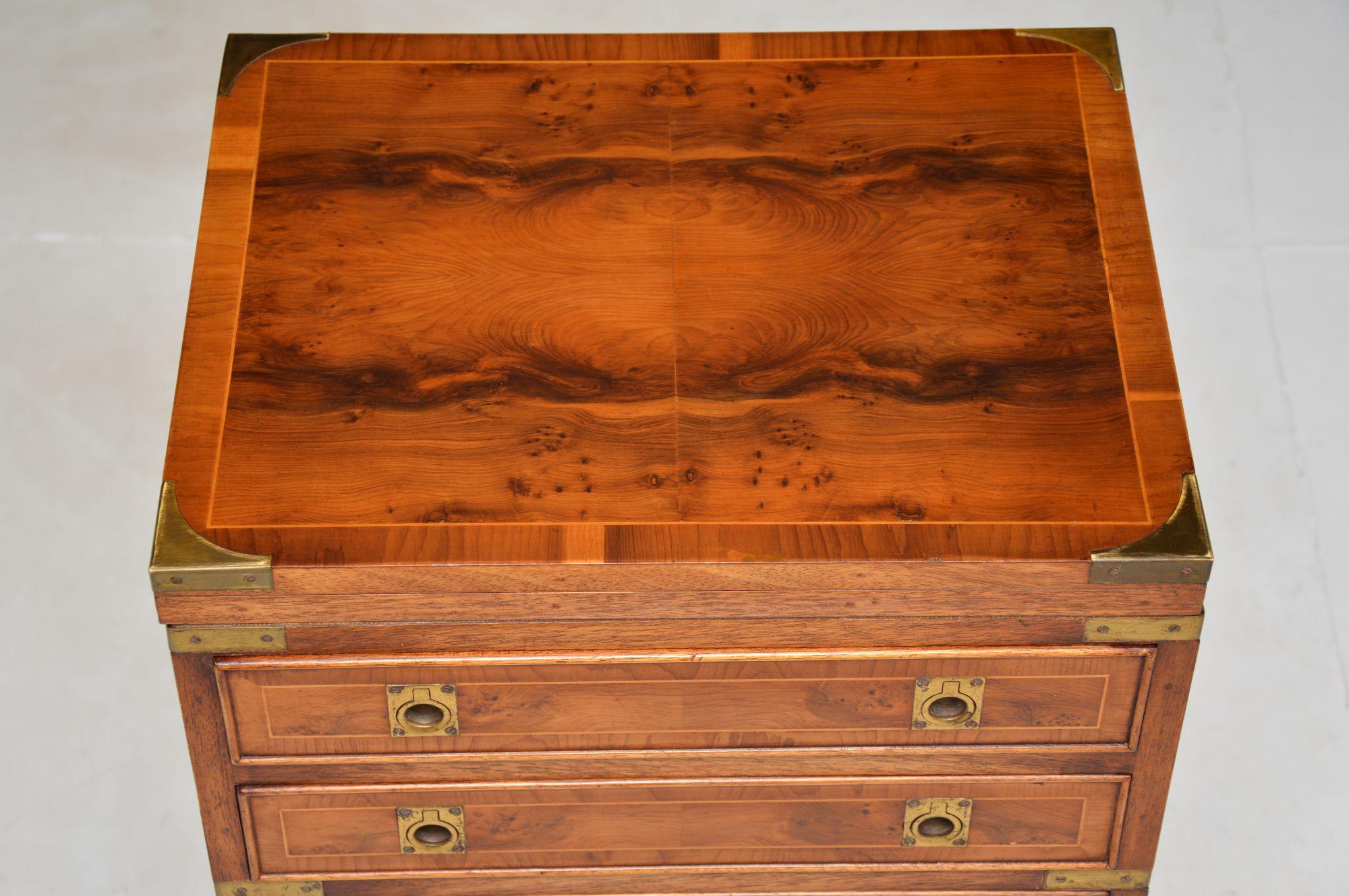 Antique Yew Wood Military Campaign Chest of Drawers 2
