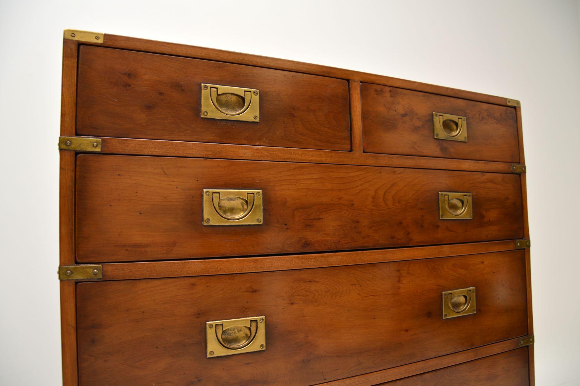 Antique Yew Wood Military Campaign Chest of Drawers 3