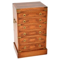 Vintage Yew Wood Military Campaign Chest of Drawers