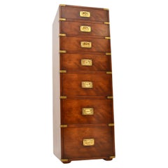 Vintage Yew Wood Military Campaign Chest of Drawers