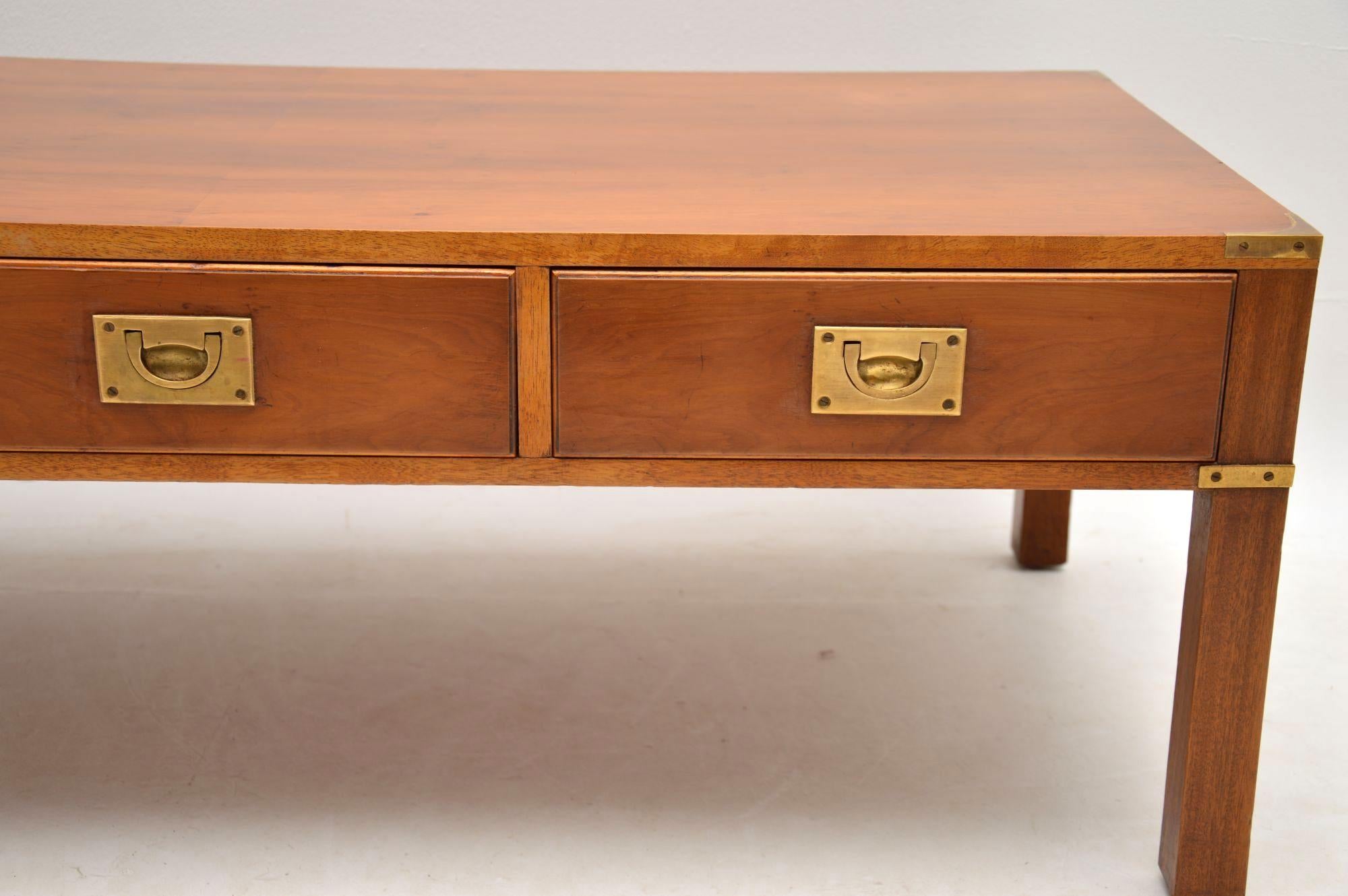 Mid-20th Century  Antique Yew Wood Military Campaign Coffee Table