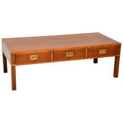 Antique Yew Wood Military Campaign Coffee Table