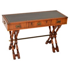 Antique Yew Wood Military Campaign Style Desk