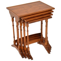 Antique Yew Wood Nest of 4 Tables