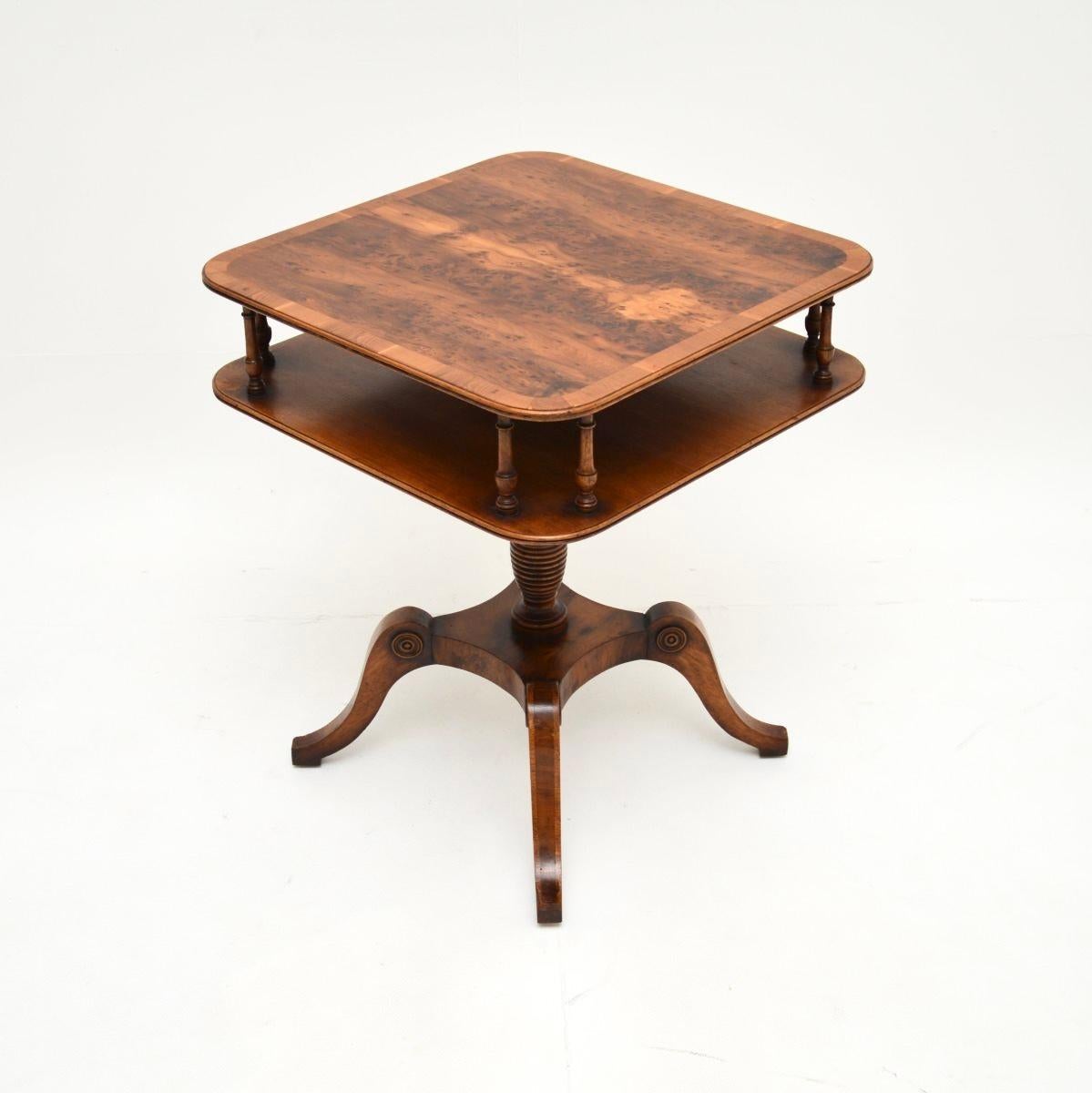 Regency Antique Yew Wood Occasional Side Table For Sale
