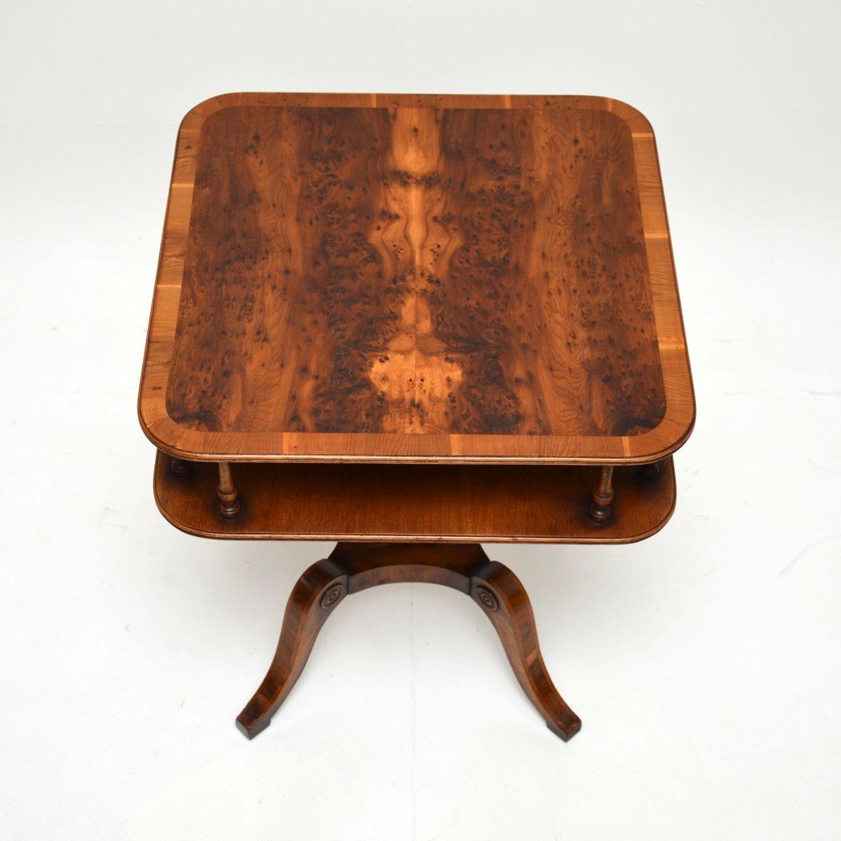 British Antique Yew Wood Occasional Side Table For Sale